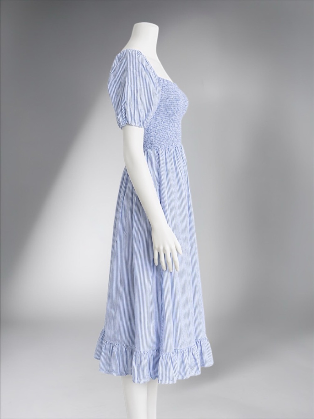 J.Crew Blue & White Stripe Short-Sleeve Smocked Dress - Picture 8 of 11